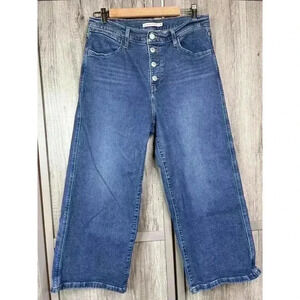 Levi’s Jeans Sz 31 Mile High Cropped Wide Leg Button Fly Blue Color